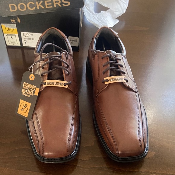 Men's Dockers Endow Tan Leather Oxfords for Timeless Elegance. NEW! - Picture 1 of 8